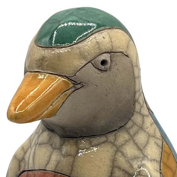Fenix Raku Pottery Handcrafted Signed 5.5" Ceramic Penguin Artisan Collectible - Picture 4 of 11